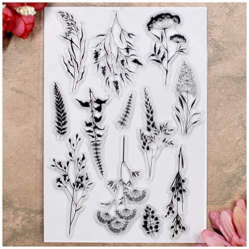 Kwan Crafts Leaves Flowers Clear Stamps for Card Making Decoration and DIY Scrapbooking