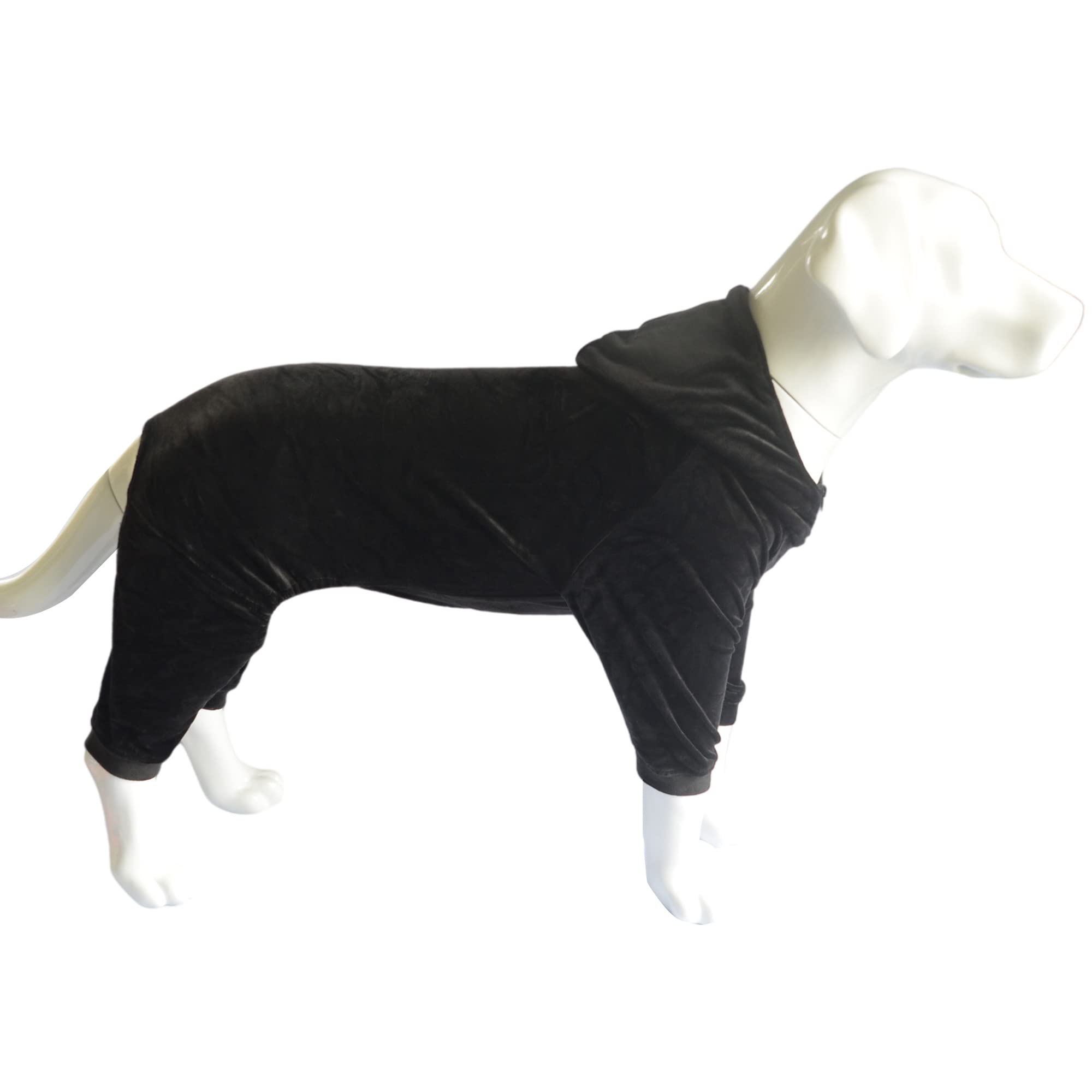 Photo 1 of Dog Pajamas Pet Jumpsuits PJS for All Seasons, Velvet Dog Hoodies 4 Legs Four Feet Dog Onesies Stylish PJS Puppy Costume Cotton Liner Warm Pet Clothes for Small Medium Large Dogs Black XXL