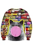 Pink Queen® Fashion Pullover City Big Cat Printed Sweater Sweatshirt Hoodies