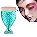 LandFox 4Pcs/Set Fish Scale Makeup Brush Fishtail Bottom Brush Powder Blush Makeup Cosmetic Brush (Blue)