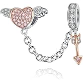 ARTCHARM Heart Safety Chain Charm 925 Sterling Silver Beads fit European Charms Bracelet & Necklace