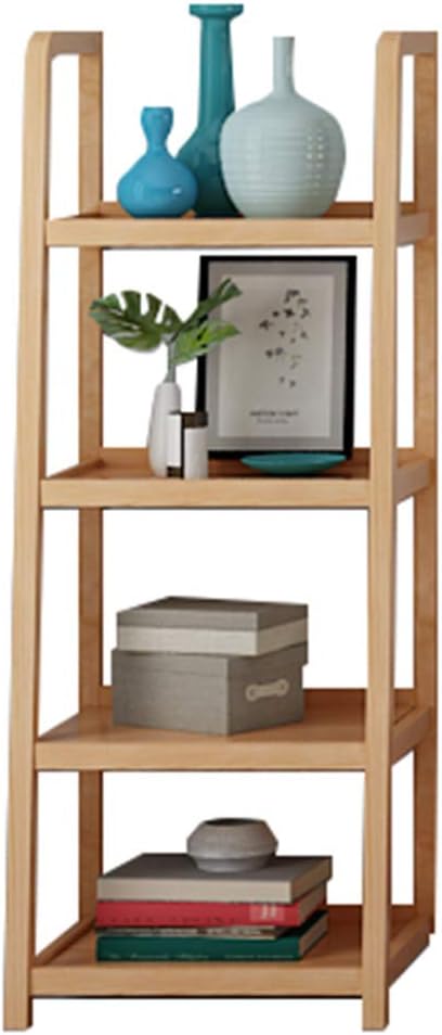 Shelf Shelf solid wood simple bookshelf solid wood floor flower stand living room rack storage storage rack bookshelf decorative frame (Color : Yellow, Size : 45 * 40 * 130cm)