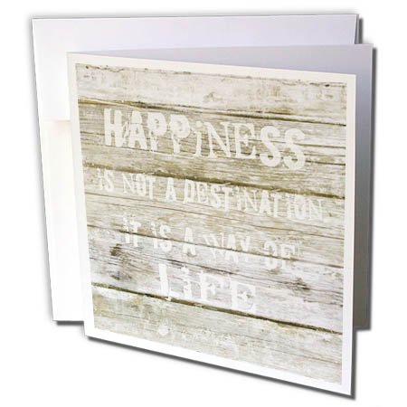 3dRose Andrea Haase Inspirational Typography – Typography quote on wood happiness is not a situation but a way of life – 1 Greeting Card with envelope (gc_264833_5)