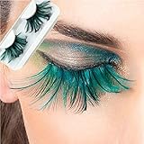 L'asher Green Feather False Eyelashes Eye Lashes Party Dance Halloween Costume (1 Pair)