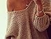 OYANUS Women's Casual Off Shoulder Long Sleeve Loose Cable Knit Pullover Sweater L Khaki