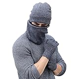 Vbiger Winter Warm Knit Hat + Scarf + Touch Screen Gloves ,Unisex 3 Pieces Knitted Set for Men Women (Grey) One Size