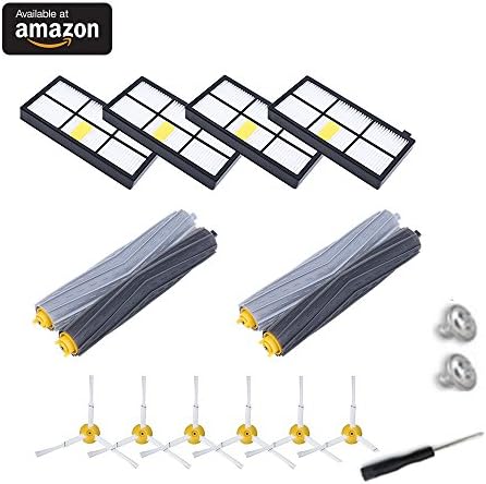 GHM 800 &amp; 900 Series Replenishment Kit for Roomba 890 805 860 870 880 960 980 Vacuum Cleaner,14PCS Vacuum Accessories with 6 Side Brushes ● 4 HEPA Filters ● 2 x Set of AeroForce