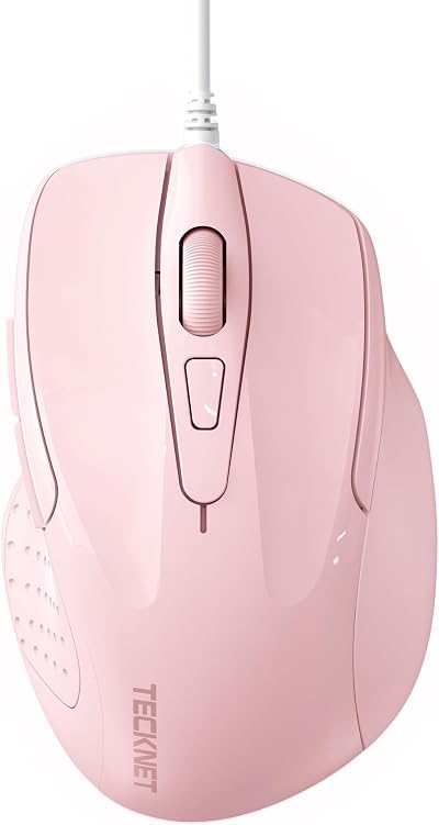 TECKNET USB Wired Mouse 6400 DPI 6-Button Ergonomic USB Computer Mouse