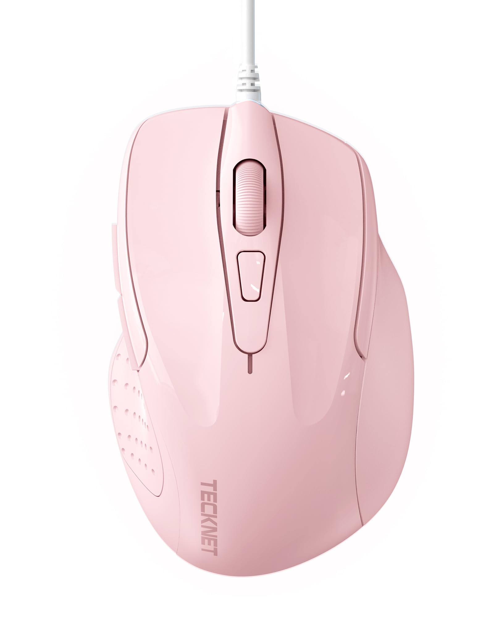 Photo 1 of TECKNET Wired Mouse, 6-Button Corded with 4 Adjustable DPI, Optical Ergonomic Design, 5FT Cord for Laptop, Chromebook, PC, Desktop, Mac, Notebook - Pink