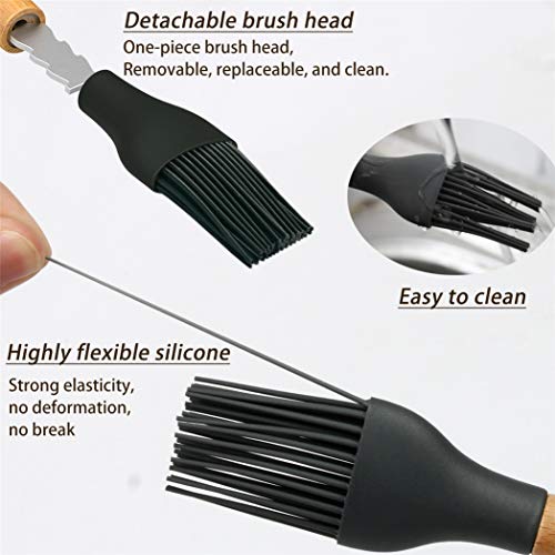 Picowe 3 Pack Basting Brush, 9.4" Silicone Pastry Brush with Beech Wood Handle, Use for BBQ Grill Barbecue Baking Kitchen Cooking, Spread Brush Pastries Cakes Meat Desserts - Thumbnail 5