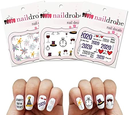 Amazon Com Naildrobe 3 Pack New Year S 2020 Water Slide Nail Art