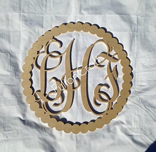 Unpainted Three Letter Wooden Vine Monogram With Rope Border
