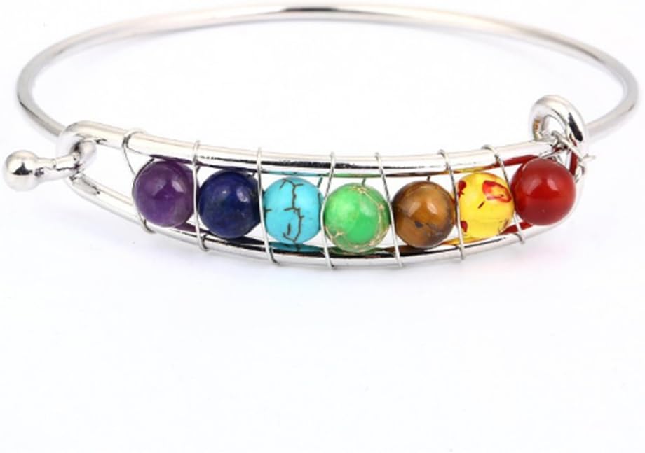 ASAKUSAIREN 7 Chakras Healing Bracelet Anti-Fatigue Reiki Balance Beads