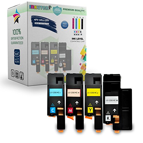 INKUTEN Replacement Dell 1250c 1350cnw 1355cn C1760nw C1765nf C1765nfw High Yield Black Toner Cartridges - 4 pk ( 1 Black, 1 Cyan, 1 Magenta, 1 Yellow ) INKUTEN Replacement Dell 1250c 1350cnw 1355cn C1760nw C1765nf C1765nfw High Yield Black Toner Cartridges - 4 pk ( 1 Black, 1 Cyan, 1 Magenta, 1 Yellow )