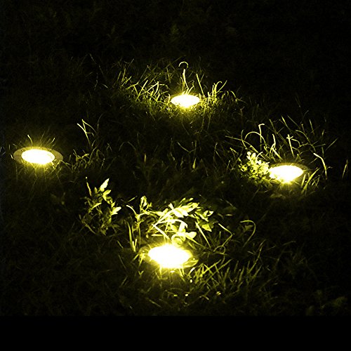 Lawn Solar LED Lights Path Uplight 4LED Waterproof In-Ground Light for Outdoor Gardern Bed Pathway, Walkway, Back Yard Grassland, Deck, Patio, Area Landscape Warm Lighting Solar Powered Lamps 4 PACK