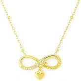 Bolenvi I Love You Forever Infinity Heart Dangle Pendant Necklaces for Women, Fashion Jewelry, 18k Gold-Plated, Adjustable 16-20" Chain, Gifts For Her