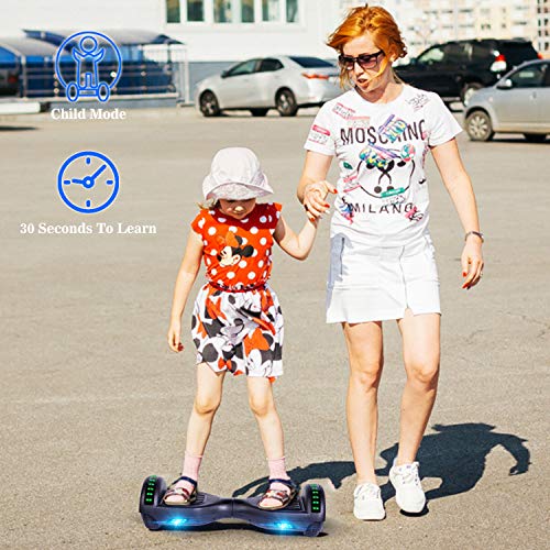 Felimoda 6.5" inch Two Wheels Electric Smart Self Balancing Scooter Hoverboard with Wireless Speaker LED Light-UL 2272 Certified for Kids Gift and Adult,Black