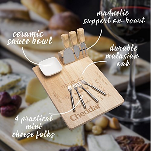 Dutyon Cheese Cutting Board Cheese Platter with Cutlery Knives Slicer and Magnetic Support – Perfect for Friends and Family Gathering
