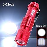 Enjoydeal Mini 1200LM CREE Q5 LED Zoomable 3 Modes Flashlight Hiking Torch Lamp Red