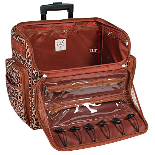 Everything Mary Deluxe Quilted Cheetah Print Rolling Sewing Machine