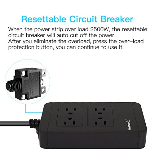 image for MANZOKU Surge Protector Power Strip, 4 AC Outlets + 4 USB Charger Port