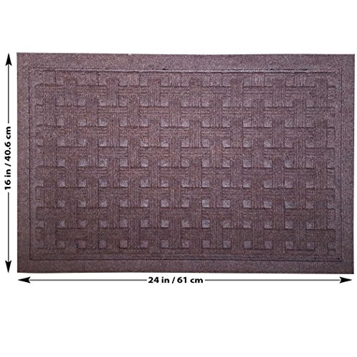 SafetyCare Heavy Duty Rubber Backed Moca Brown Doormat – All Weather Conditions Door Mat – Durable Jute Basket Weave Design Entrance Mat - 23.5 x 15.5 Inches – 2 Pack