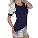 FUNOC Women's Lace Stitching Short Sleeve Blouse Top