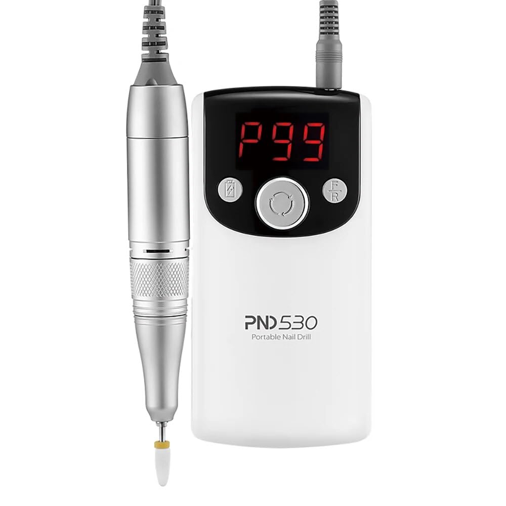 Global Fashion Cordless Rechargeable Electric Nail Drill | Portable Nail Drill with 30000 RPM Motor for Acrylic, Gel, and Polygel Nails | PND530-