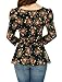 Allegra K Women's Scoop Neck 3/4 Puff Sleeves Printed, Navy Blue, Size 10.0