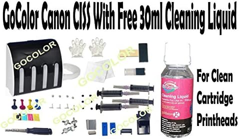 GoColor Empty Continuous Ink Tank Supply System Ciss Combo Kit Compatible for Canon Cartridge with 30ml Cleaning Liquid with 70 ml Ink