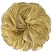 FESHFEN Messy Bun Hair Piece Hair Bun Scrunchies Synthetic Yellow & Bleach Blonde Wavy Curly Chignon Ponytail Hair Extensions Thick Updo Hairpieces for Women Girls 1PCS