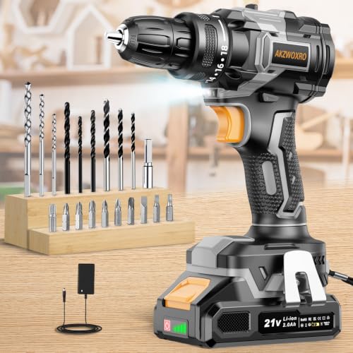 AKZWOXRO Trapano Avvitatore Brushless 21 V, 42N.m, Batteria 2,0 Ah
