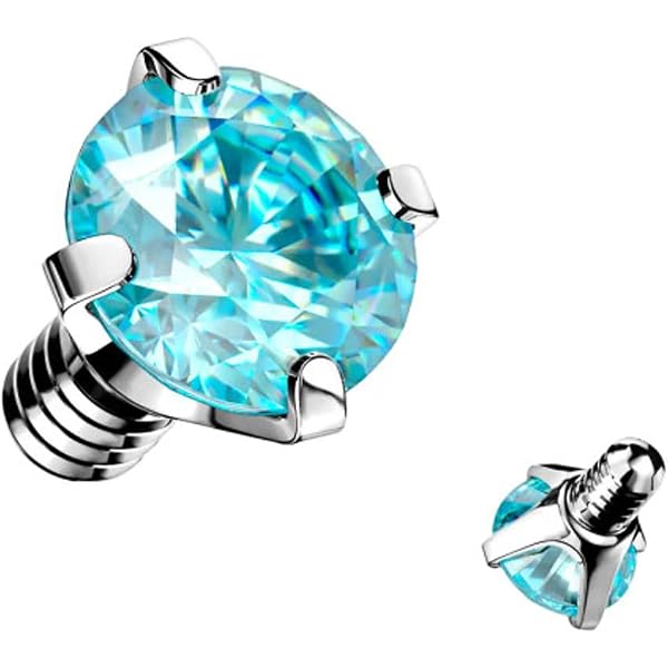Double Tired CZ Internally Threaded 5 mm Dermal Anchor Tops 14G - Red