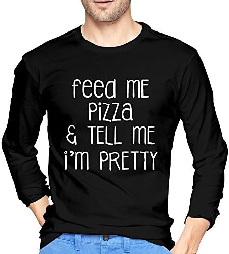 Men's Feed Me Pizza And Tell Me I'M Pretty Black M Long Sleeve