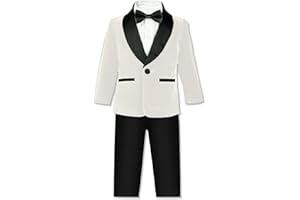 SANGTREE Boys Shawl Tuxedo Suit Velvet Set Gentleman Wedding Outfit, 3 Months - 14 Years