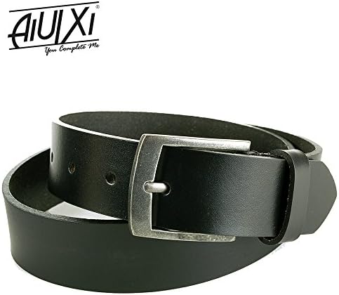 AiUIXi1991-S-wiss Men's Casual Jean Belt 35MM Genuine Dakota Leather Signature Buckle (36, BLACK)