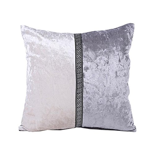 KMG Kimloog Square Patchwork EURO Throw Pillow Cover Velvet Pillowcase 18x18 Cushion Sham For Indoor Outdoor (Gray) - Thumbnail 2