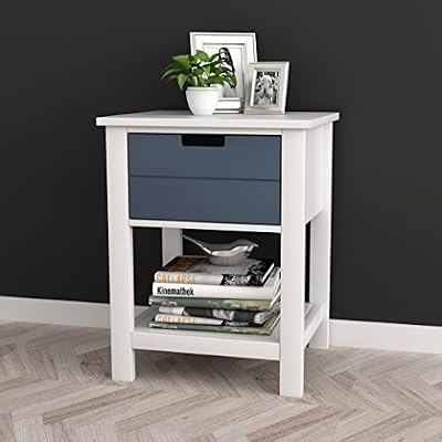White Grey Finish Two Tone Modern Mid Century Style Nightstand Side Table With Drawer And Shelf Buy Online At Best Price In Uae Amazon Ae