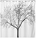 WoneNice Mold Resistant Fabric Shower Curtain with Tree Background Design,Waterproof/Water-Repellent & Antibacterial,72x72 Inches, White & Black