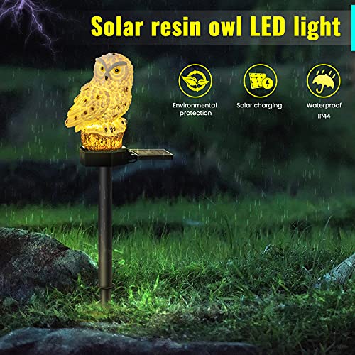 2 Pack Owl Solar LED Lights, 2 Pack Garden Waterproof Decorative with Stake for Outdoor Yard Pathway Outside Patio Lawn Decor Scare Birds Away