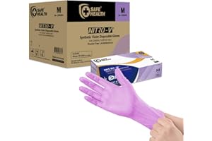 SAFE HEALTH NITRO-V Nitrile Vinyl Synthetic Disposable Gloves, Latex Free, Powder Free, Wisteria, Black, Food, Cleaning