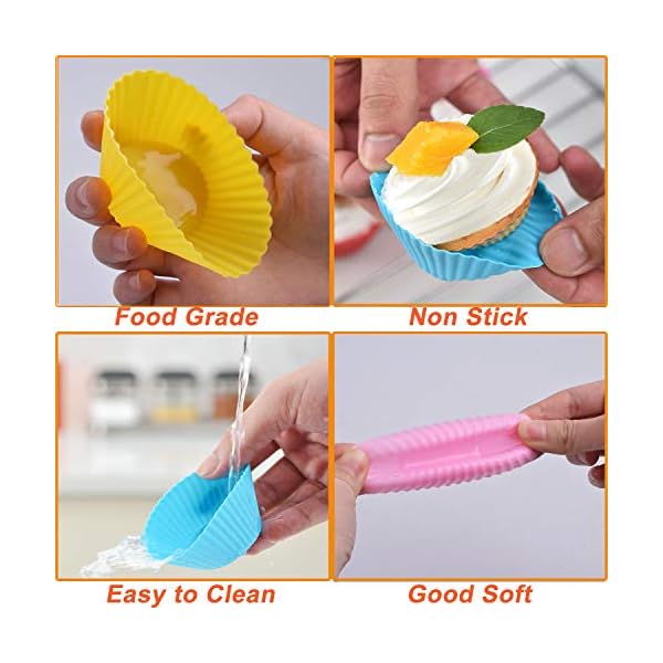 Silicone-Cupcake-Moulds-Cdycam-27-Pcs-Mini-Reusable-Baking-Cases-Cups-Non-Stick-and-Heat-Resistant-Bakeware-Muffin-Puddings-Jelly-Molds-for-Home-Baking-and-Afternoon-Tea-Party Silicone Cupcake Moulds, Cdycam 27 Pcs Mini Reusable Baking Cases Cups Non Stick and Heat Resistant Bakeware Muffin…