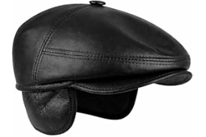Men’s Genuine Leather Flat Cap Brown 5 Panel Ivy Driver Hat, Vintage Cabbie Gatsby Style, Peaky Blinders Golf Newsboy
