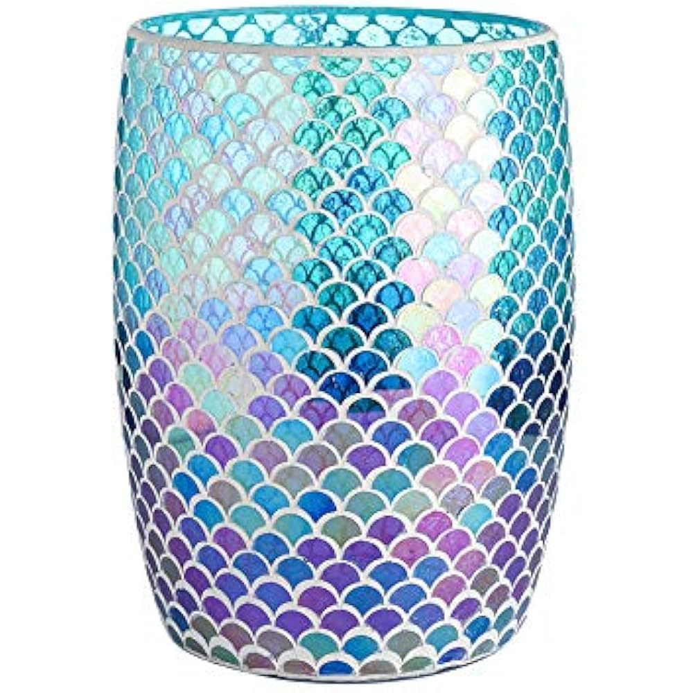 Wastebaskets Bathroom - Glass Mosaic Decorative Trash Can Dia 7.5" H 10 ...