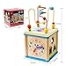 LuaLua Baby Toys for 1 2 3 Year Old Educational Wooden Bead Maze Shape Sorter Activity Cube Gifts for Boy And Girl Toddlers
