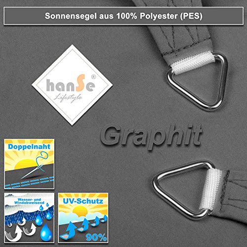 hanSe® Marken Sonnensegel Sonnenschutz Wetterschutz Wetterbeständig 100% Polyester wasserabweisend Rechteck 5x6 m… – Bild 6