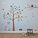 TIMBER ARTBOX Cheerful Safari Nursery Wall Decor – Woodland Jungle Wall Decals with Owls & Tree – Cute Animal Stickers for Kids Room, Baby Boys and Girls Bedroom, Classroom & Daycare Decorations