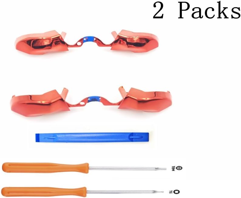 EEkiimy 2 Packs Replacement Chrome Red LB RB Trigger Button Bumpers for Xbox One Elite Controller