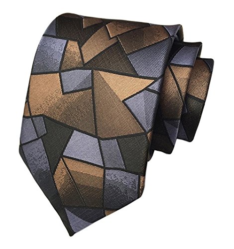 MENDENG Elegant Triangle Geometry Pattern Woven Men's Tie Wedding Party Necktie