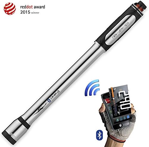 Airace Mini Bike Pump with Bluetooth Gauge, Schrader, Presta, Dunlop &amp; E/V Valve Compatible, Frame Mount Kit (Road (Max. 120 PSI))